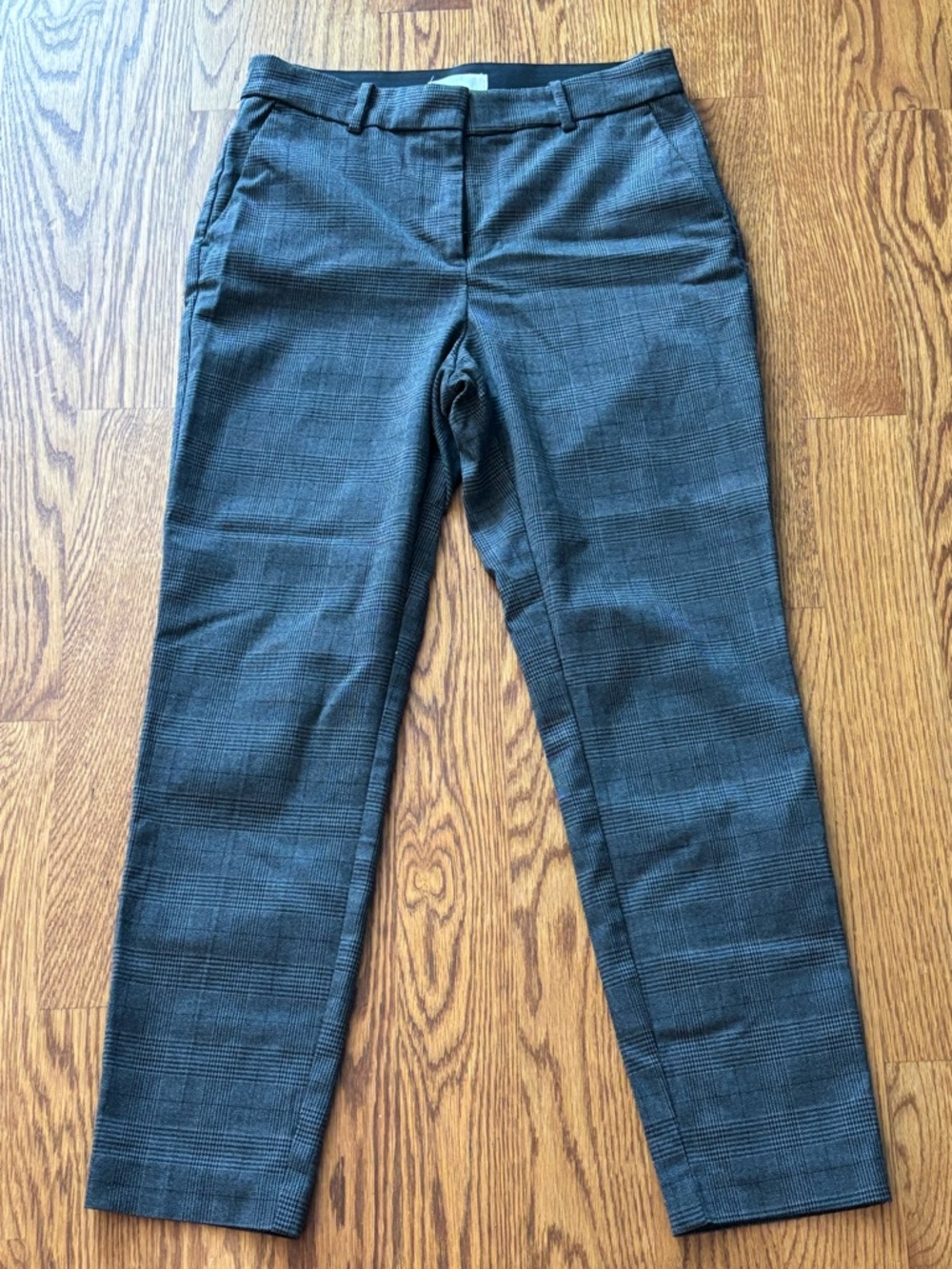 H&M Charcoal Plaid Straight Leg Work Pants
